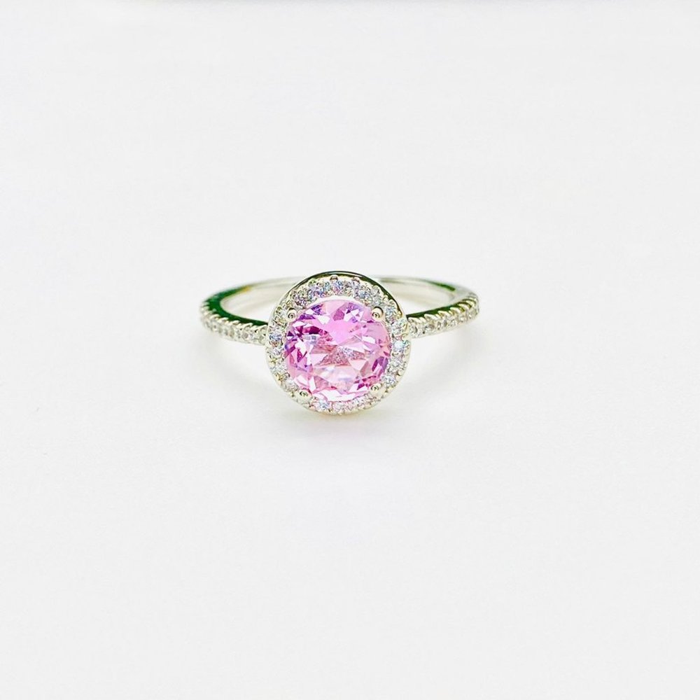 Pink Topaz Silver Ring